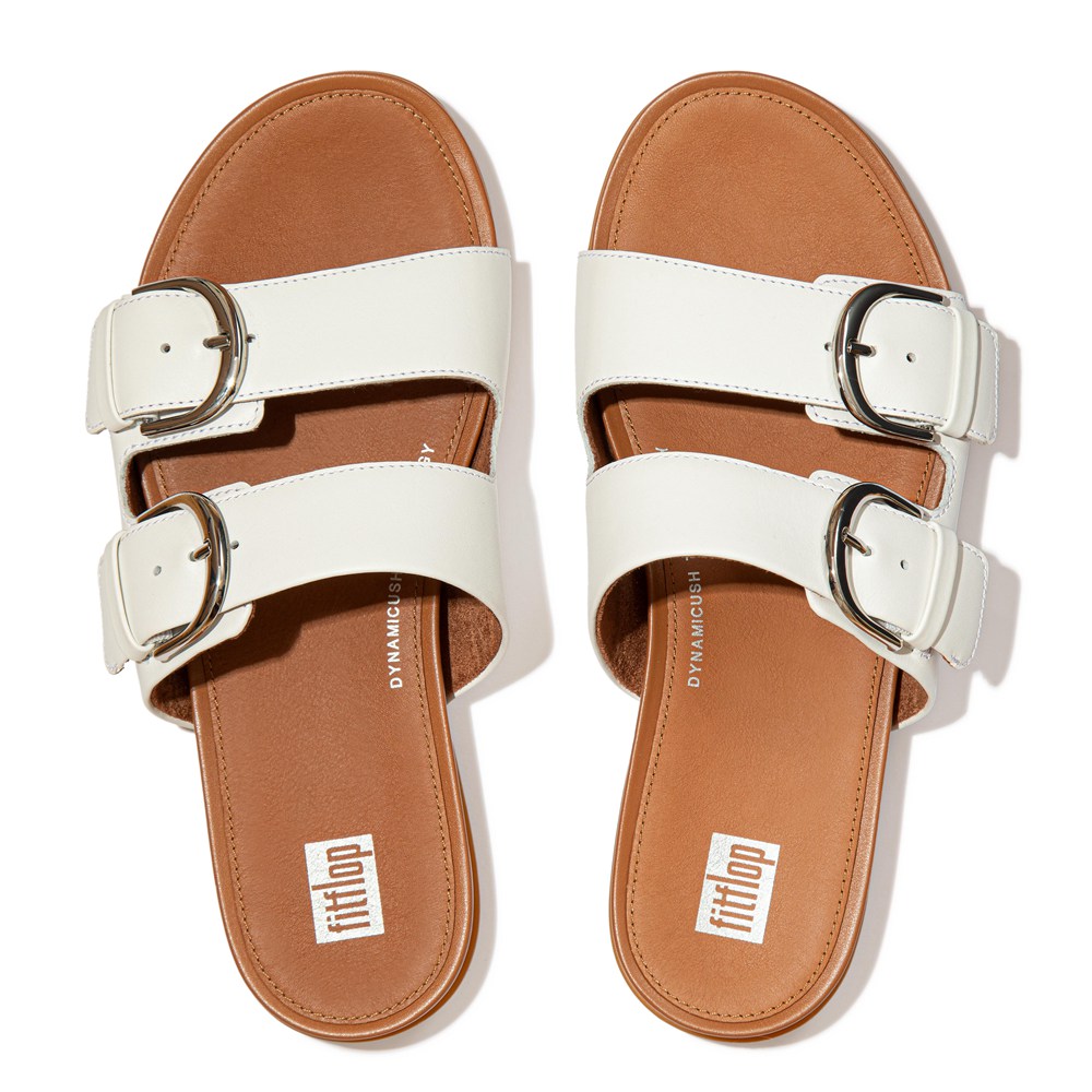 Fitflop Womens Slides White - Gracie Buckle Leather - IP1453287